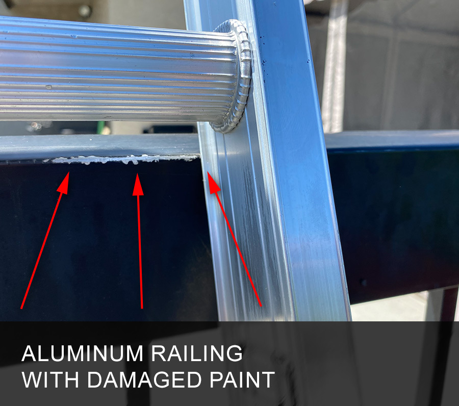 Aluminum railing with damaged paint example